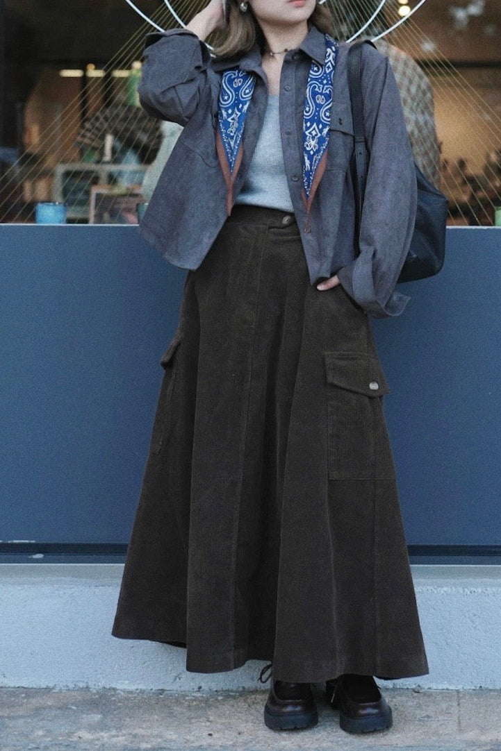 MZ871 CORDUROY CARGO SKIRT