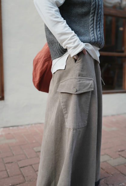 MZ871 CORDUROY CARGO SKIRT
