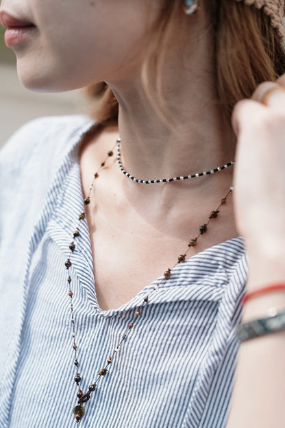 MB028 SILVER 925 BLACK CHOKER 〔 L'Heure Bleue 〕