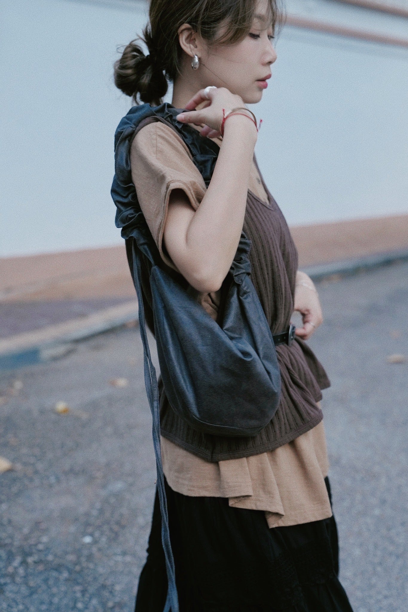 MZ820 RUCHED SUEDE HOBO BAG