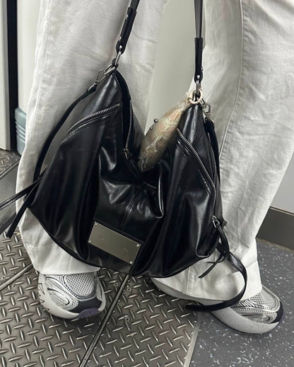 ❗️斷貨王❗️MATIN KIM SIDE ZIPPER SHOULDER BAG - BLACK/GREY/DK BROWN