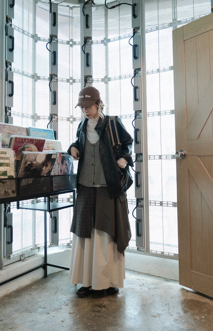 MZ945 FAUX LEATHER TRENCH JACKET