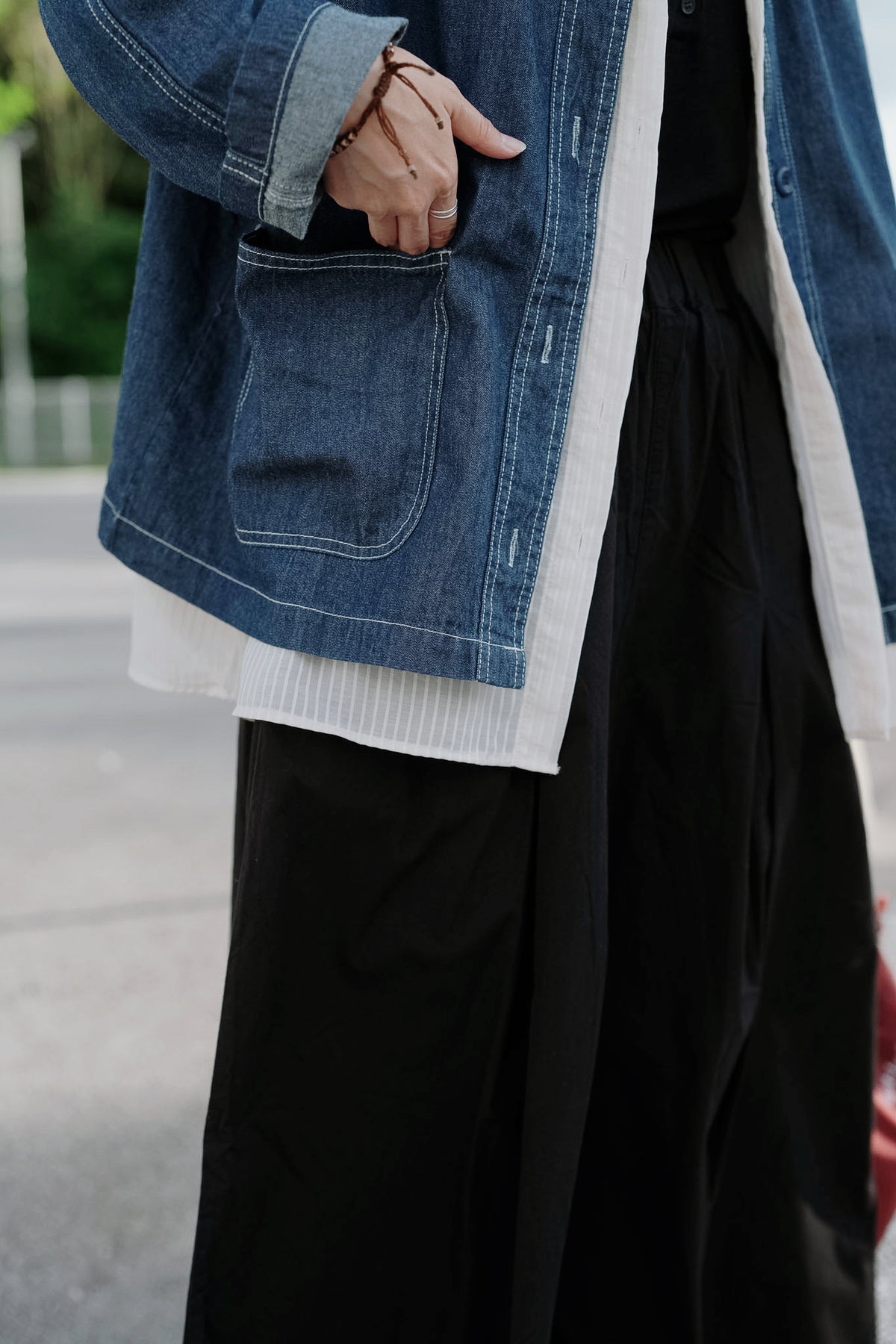 CB147 COLLARLESS DENIM JACKET