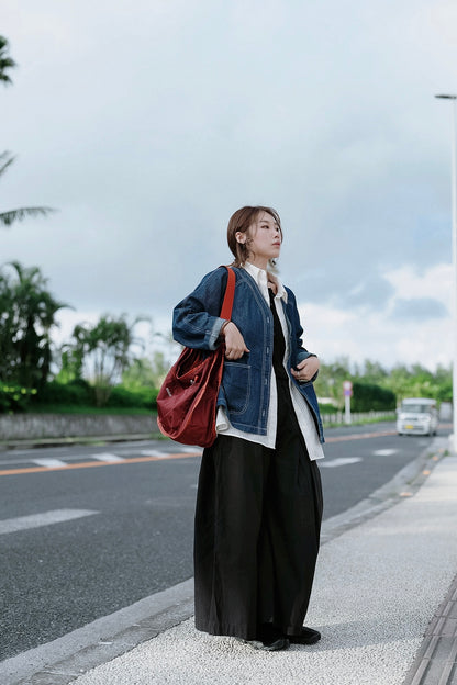 CB147 COLLARLESS DENIM JACKET