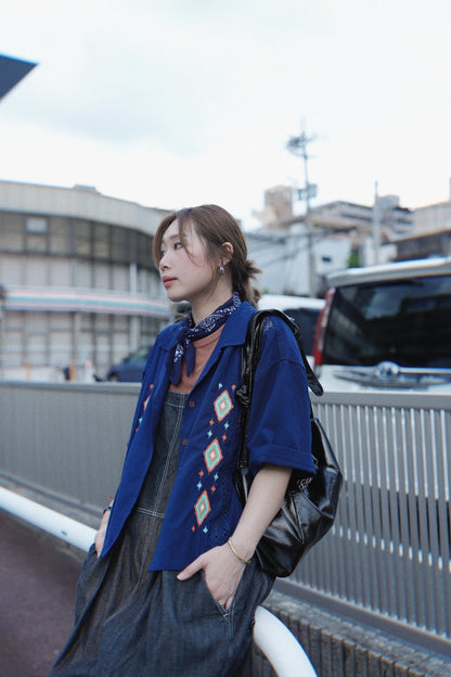 MZ818 NATIVE EMBROIDERED LACE SHIRT