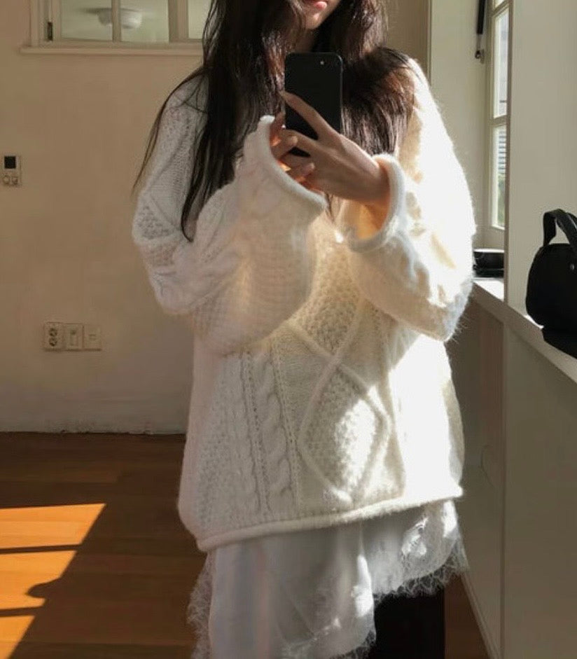 MZ915 CABLE KNIT WOOL TOP