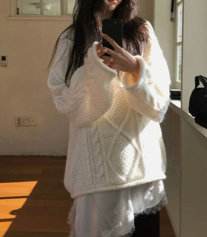 MZ915 CABLE KNIT WOOL TOP