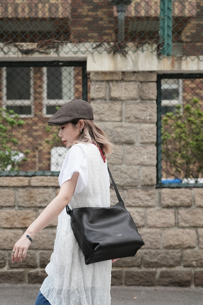 MZ951 ITALIAN HANDMADE LEATHER BOXY HOBO BAG / *9色