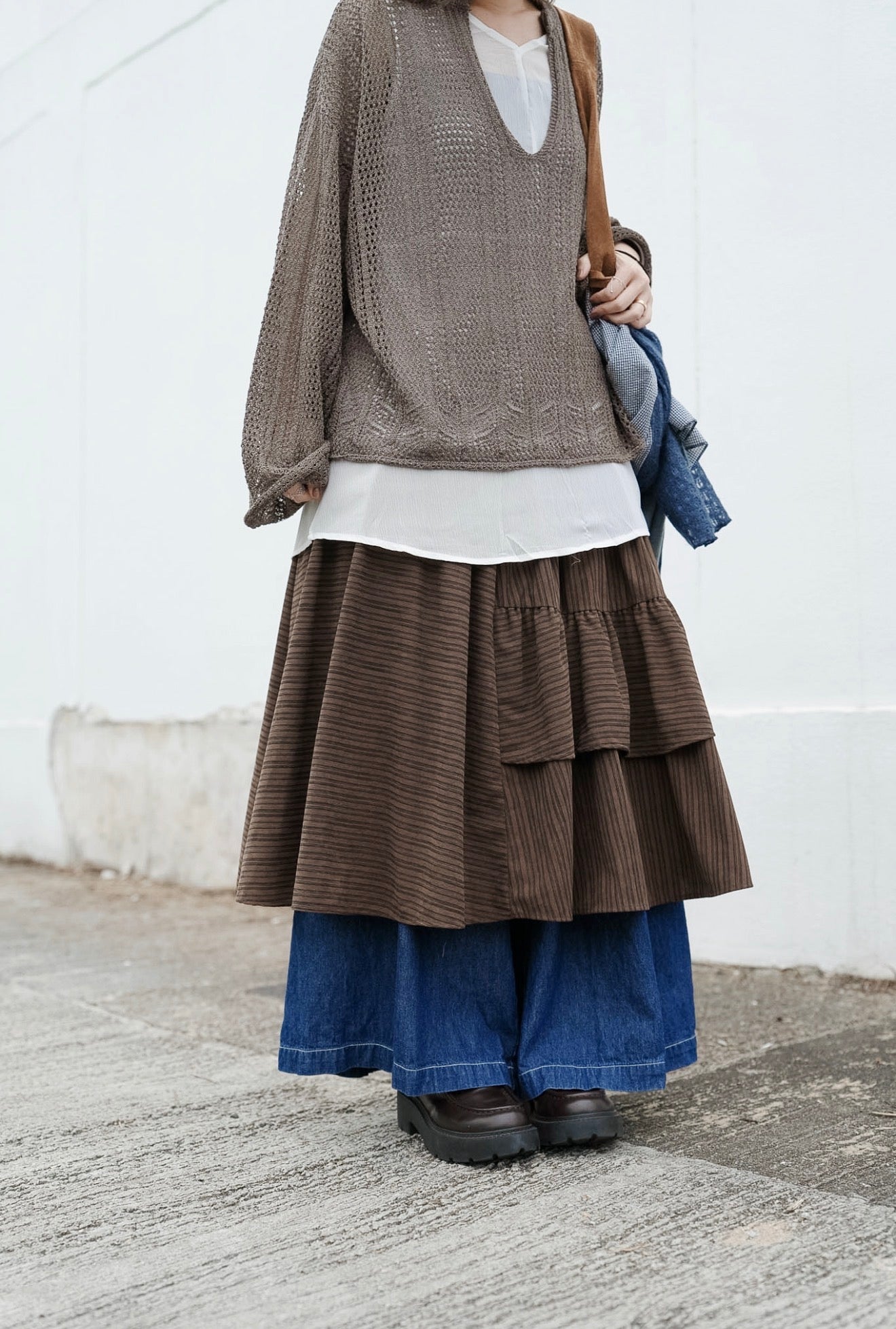 MZ977 ASYMMETRIC STRIPED SKIRT