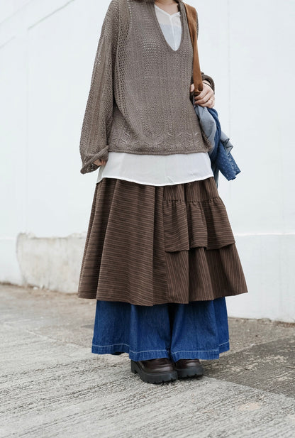 MZ977 ASYMMETRIC STRIPED SKIRT