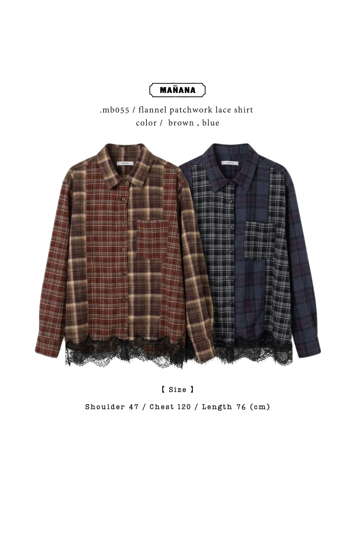 MB055 FLANNEL PATCHWORK LACE SHIRT