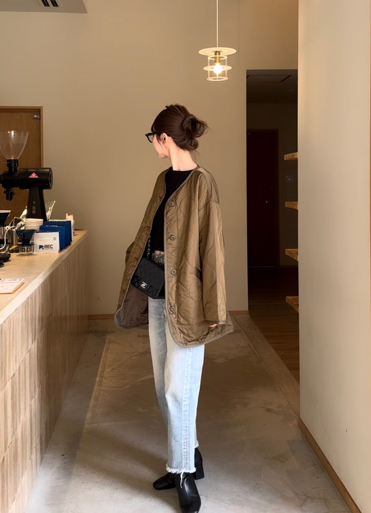 NA462 WAVY QUILTED MIDDLE COAT 【送$100】