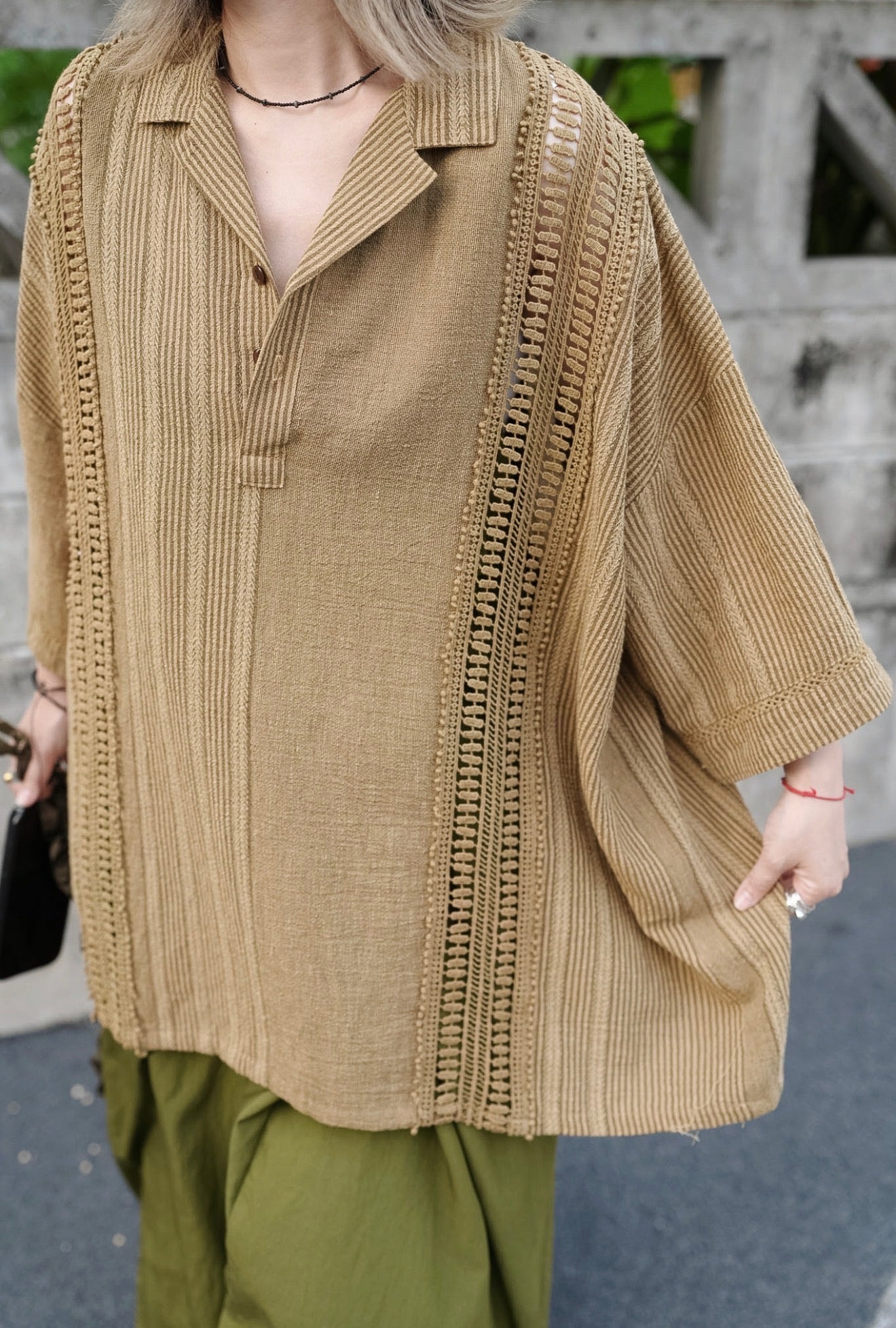 NA471 INDIAN WOVEN LACE PULLOVER