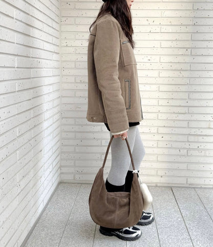 MZ943 ITALIAN LEATHER HANDMADE CURVE SHOULDER BAG