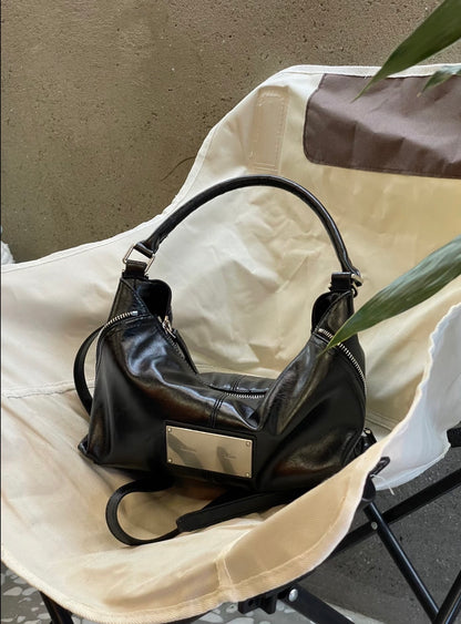 ❗️斷貨王❗️MATIN KIM SIDE ZIPPER SHOULDER BAG - BLACK/GREY/DK BROWN