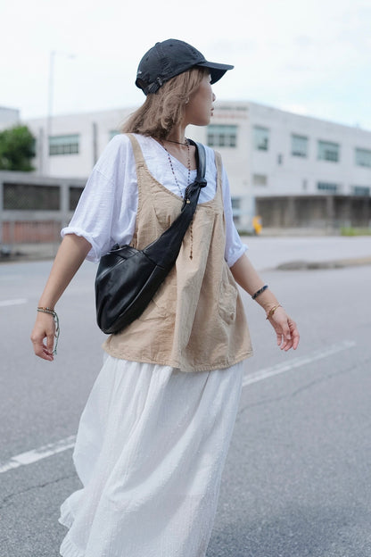 MB018 LINEN POCKET VEST TOP