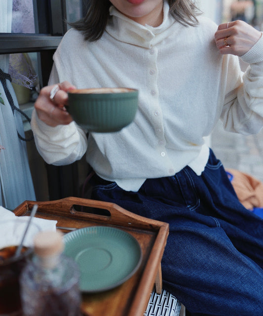 MZ601 SOFT KNITTING HIGH NECK CARDIGAN