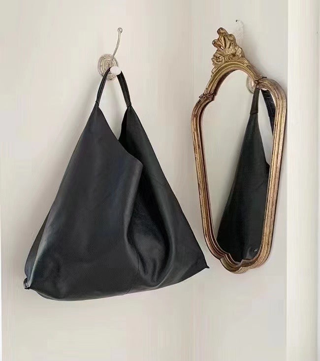 MZ838 ITALIAN LEATHER LARGE TOTE BAG / 2 COLORS