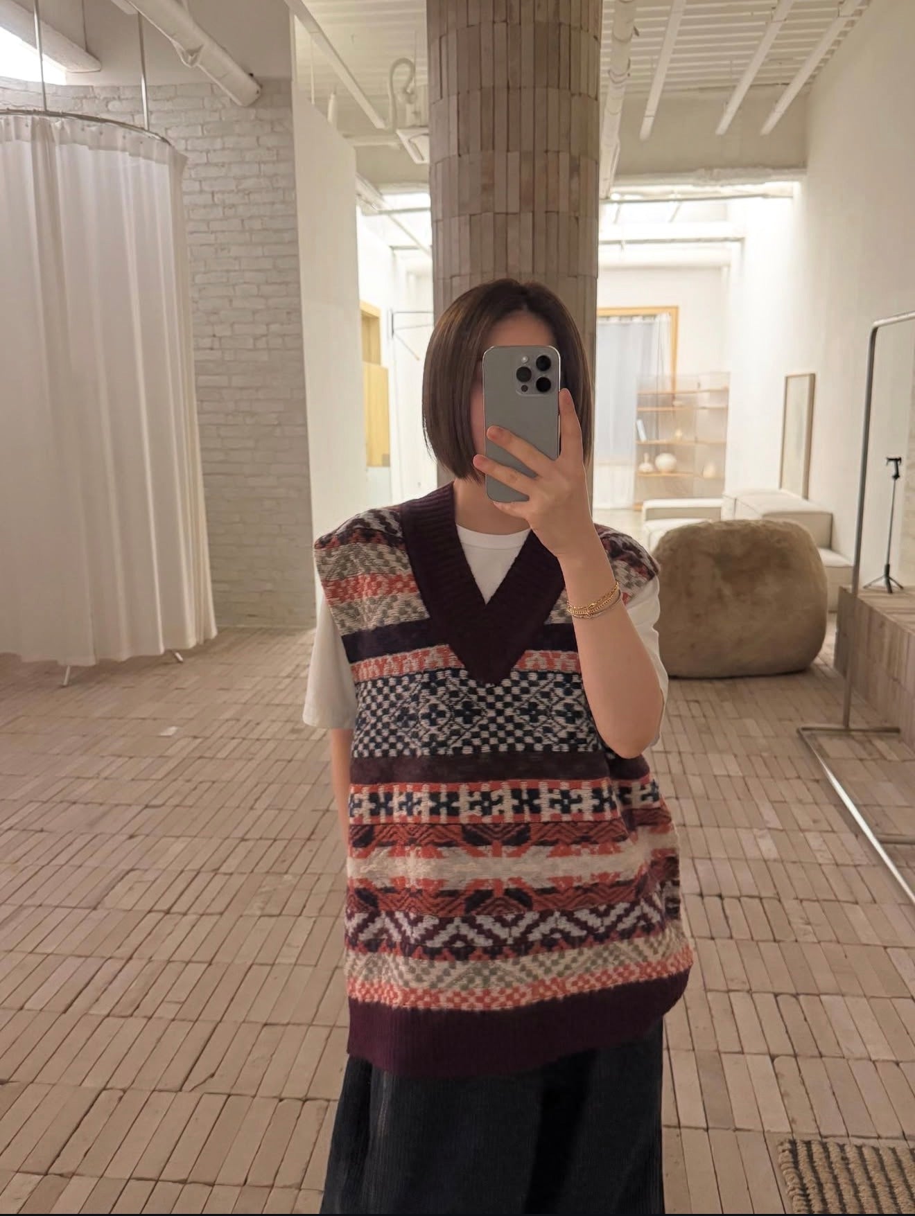 MZ917 WESTERN PATTERN WOOL VEST TOP