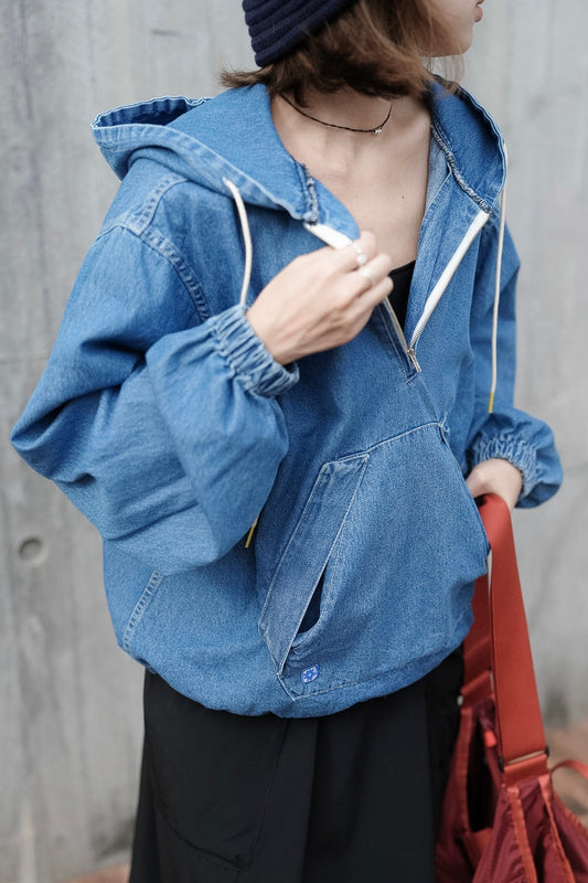 MB053 HALF-ZIP DENIM PULLOVER