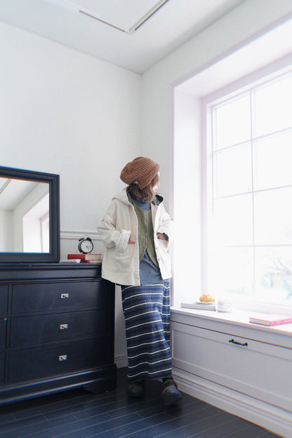 MZ938 DENIM TWILL BRUSHED HOODED COAT