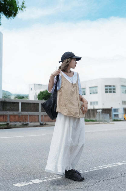 MB018 LINEN POCKET VEST TOP