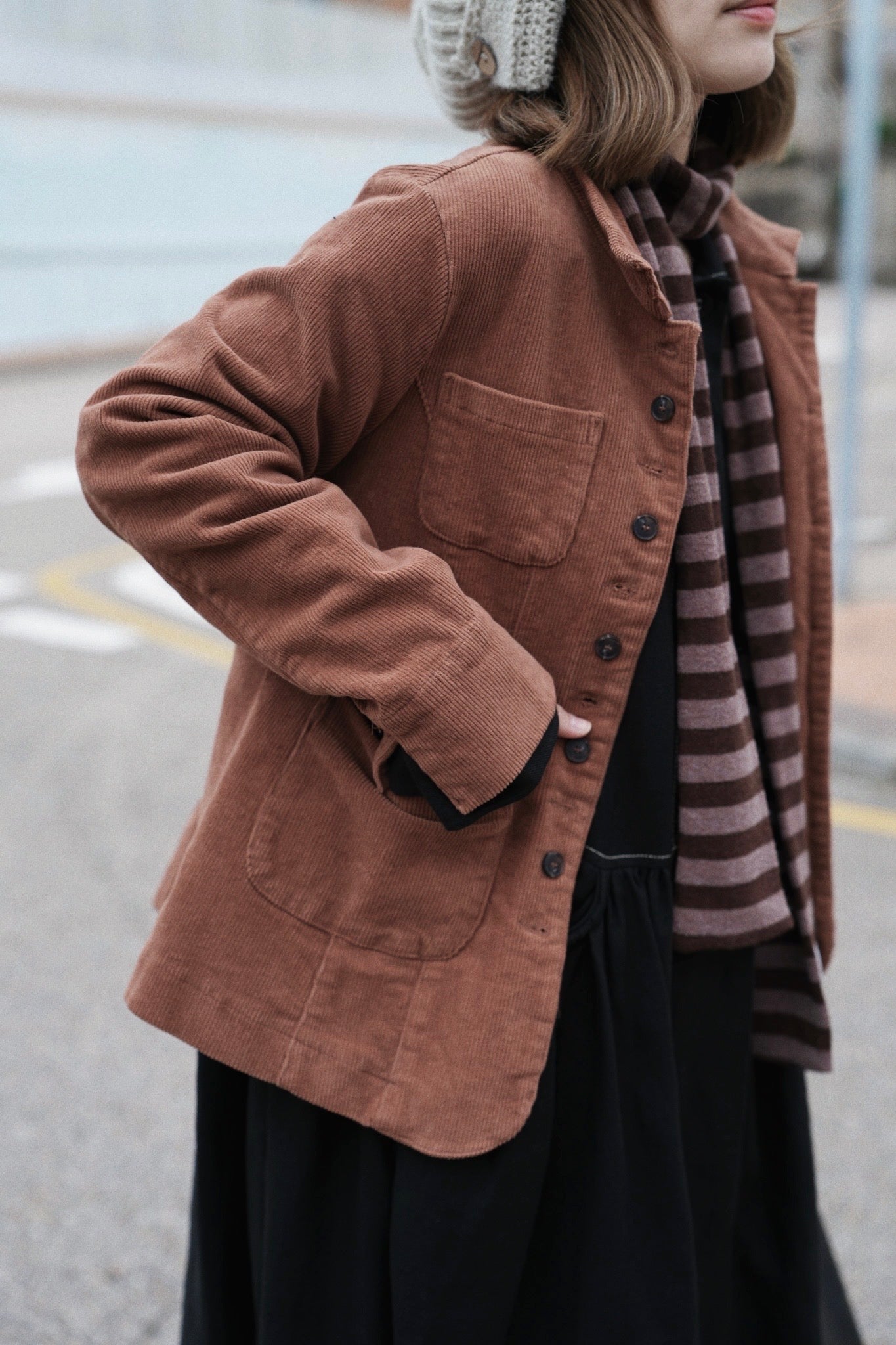 MZ892 STAND COLLAR CORDUROY JACKET