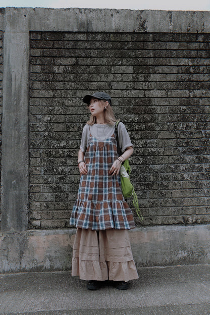 CB119 DOBBY PLAID MIDI DRESS