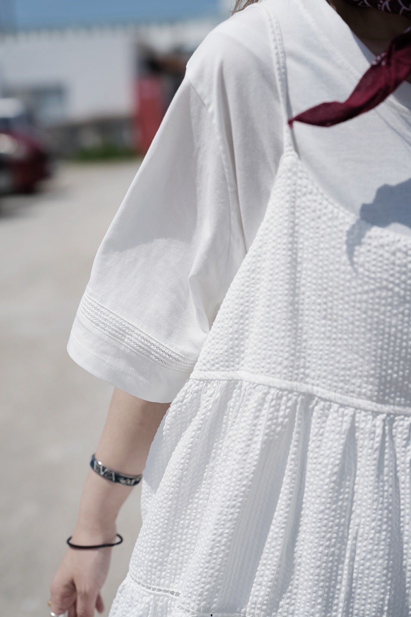 CB100 SEERSUCKER LAYER DRESS