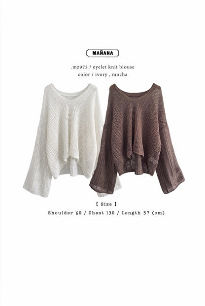 MZ973 EYELET KNIT BLOUSE
