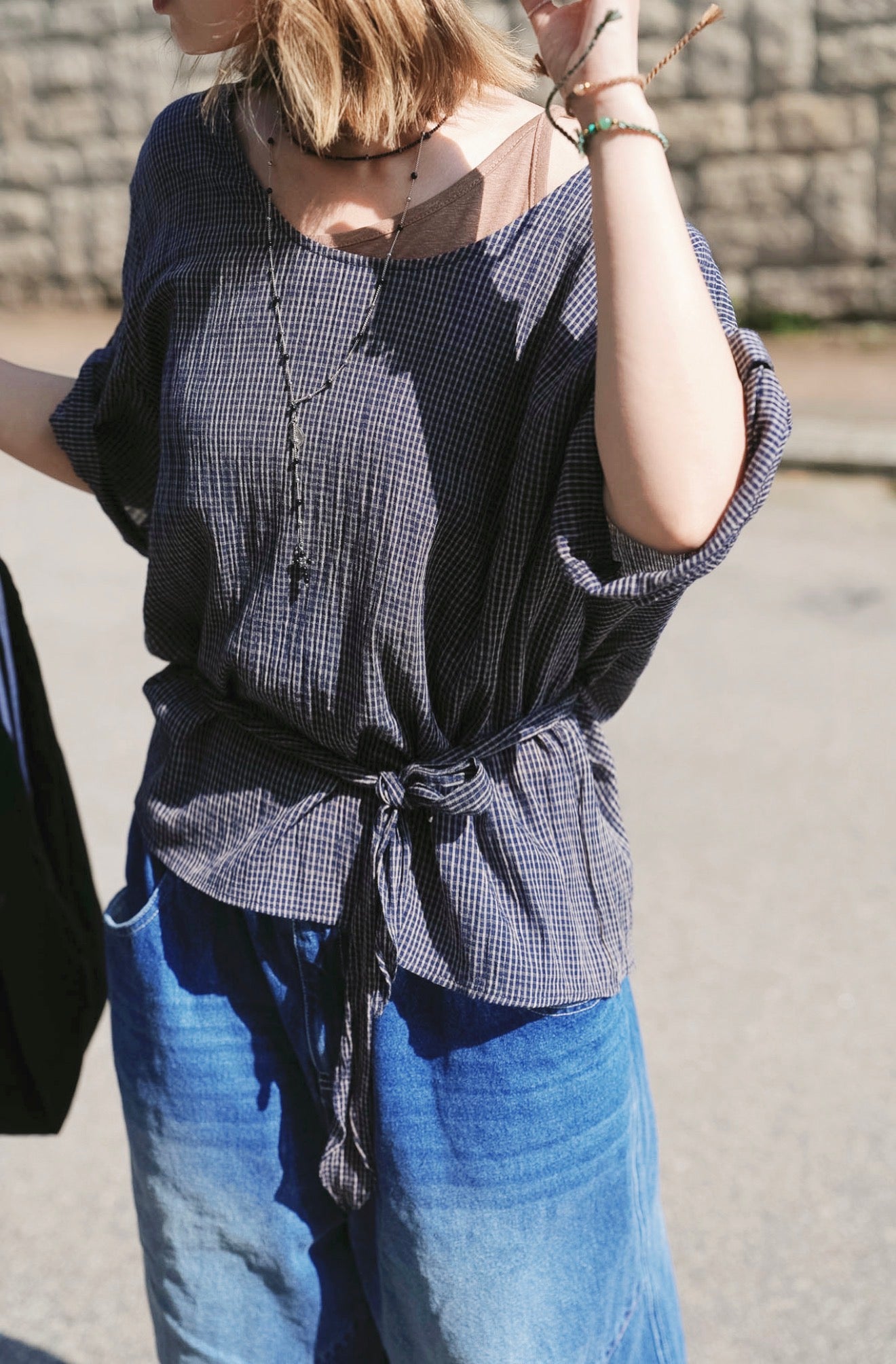 MB022 CREPE PLAID BLOUSE