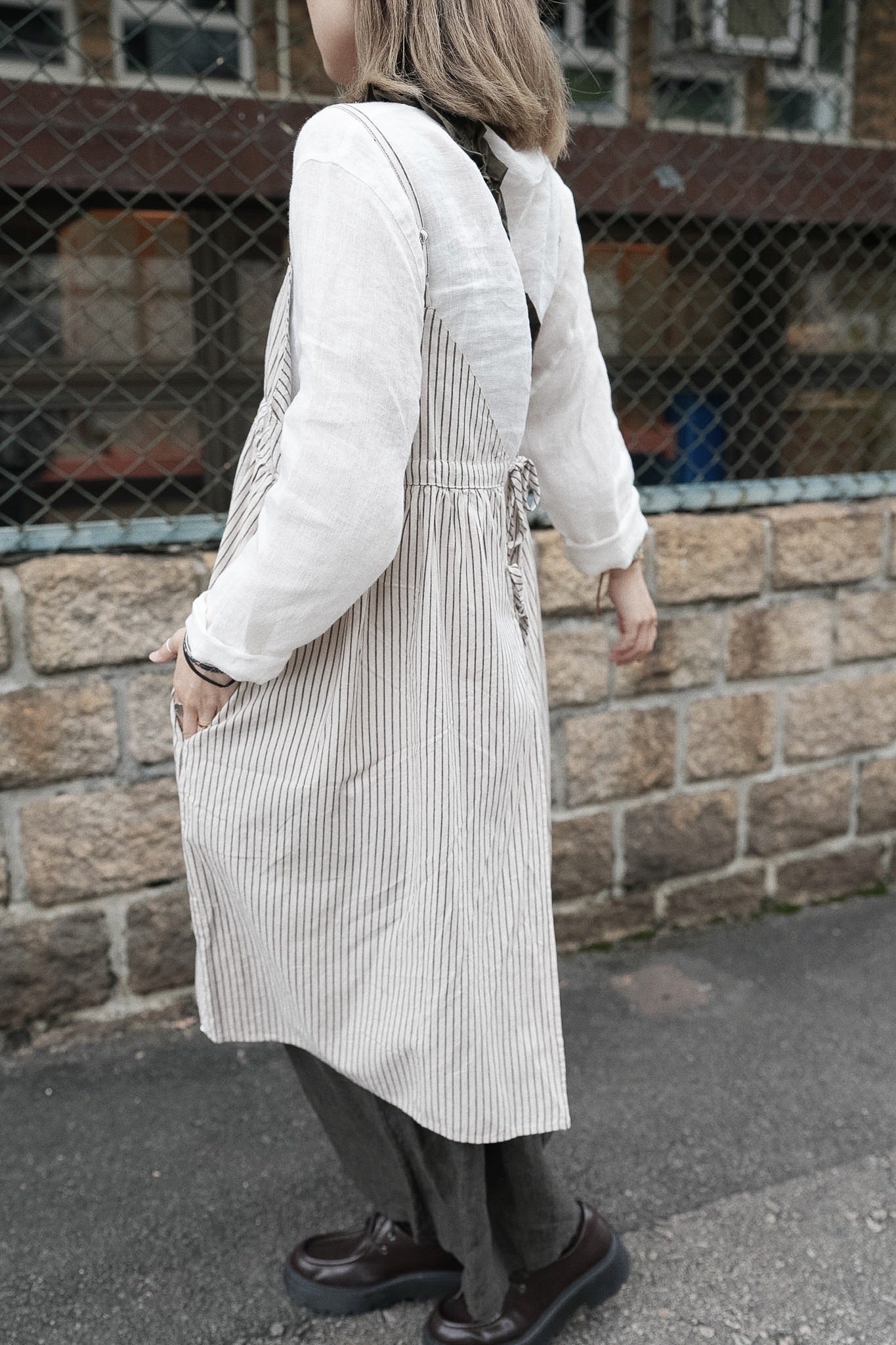 MZ998 LINEN HALF BUTTON TOP