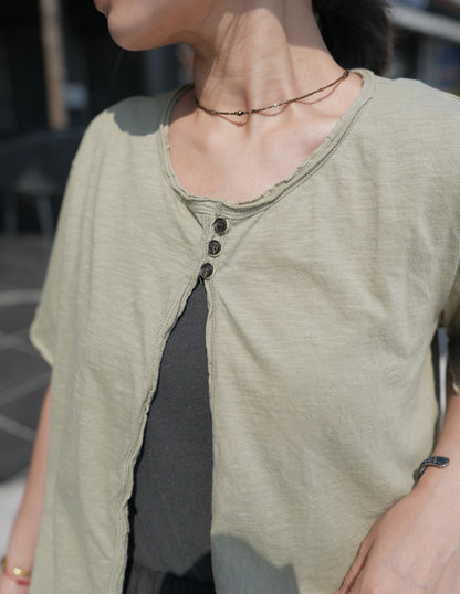 MZ815 3 BUTTONS SLUB COTTON CARDIGAN
