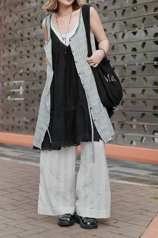 MB033 PINTUCK PLAID DRESS