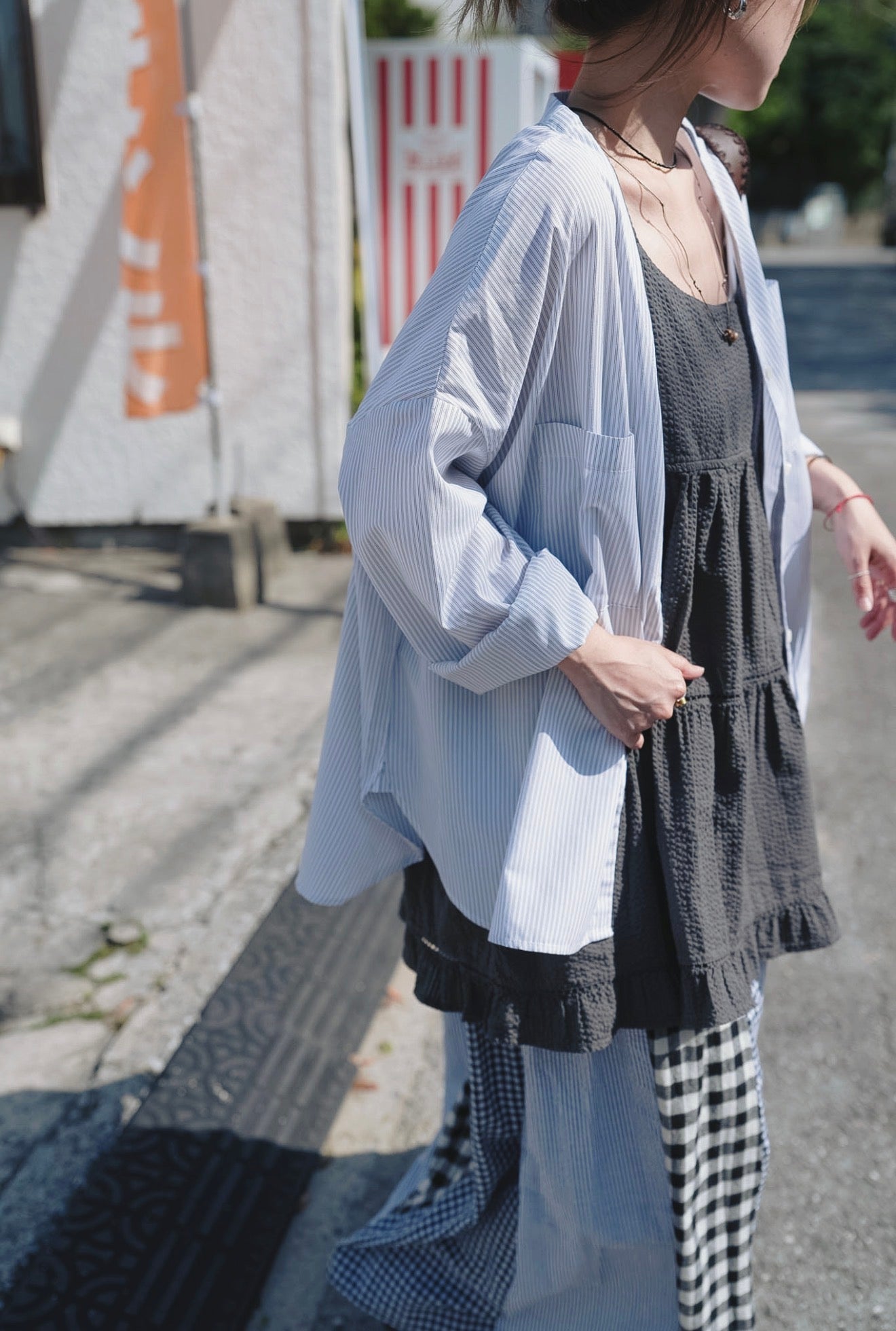 CB100 SEERSUCKER LAYER DRESS