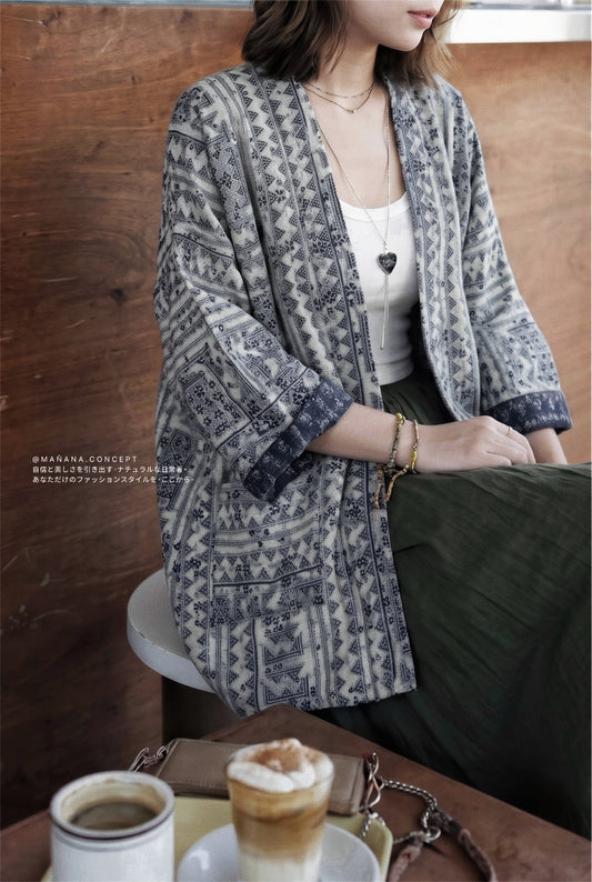 NA496 KASURI INDIGO KIMONO