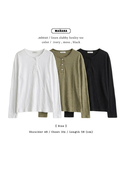 MB040 LINEN SLUBBY HENLEY TEE