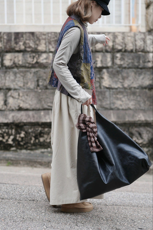 MZ838 ITALIAN LEATHER LARGE TOTE BAG / 2 COLORS