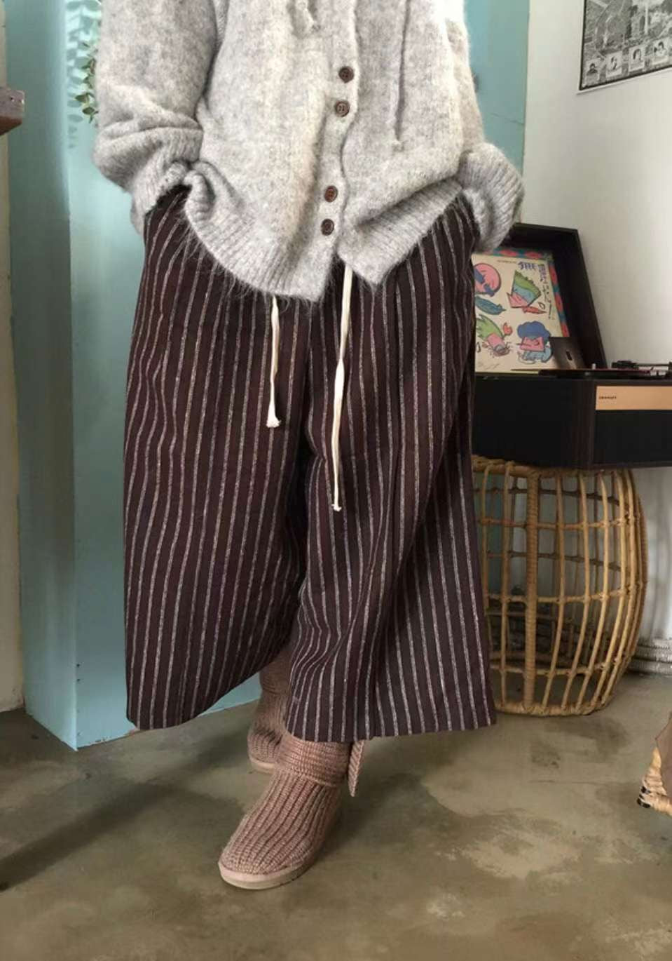 MZ930 SUEDE STRIPED PANTS