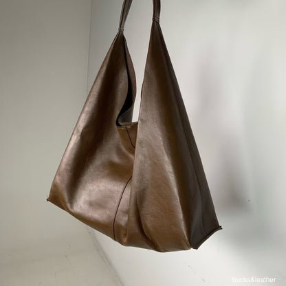 MZ838 ITALIAN LEATHER LARGE TOTE BAG / 2 COLORS