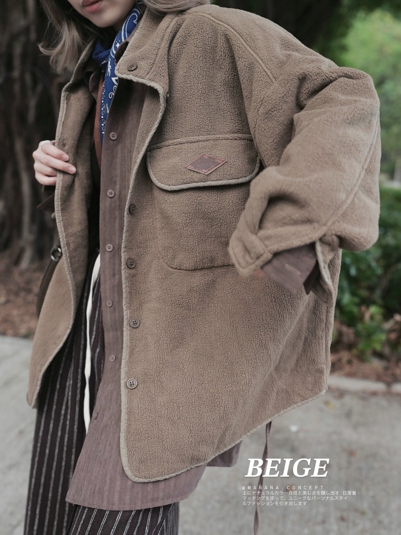 MZ922 OVERSIZED POCKET FLEECE SHIRT