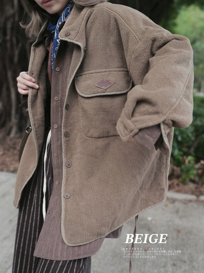 MZ922 OVERSIZED POCKET FLEECE SHIRT
