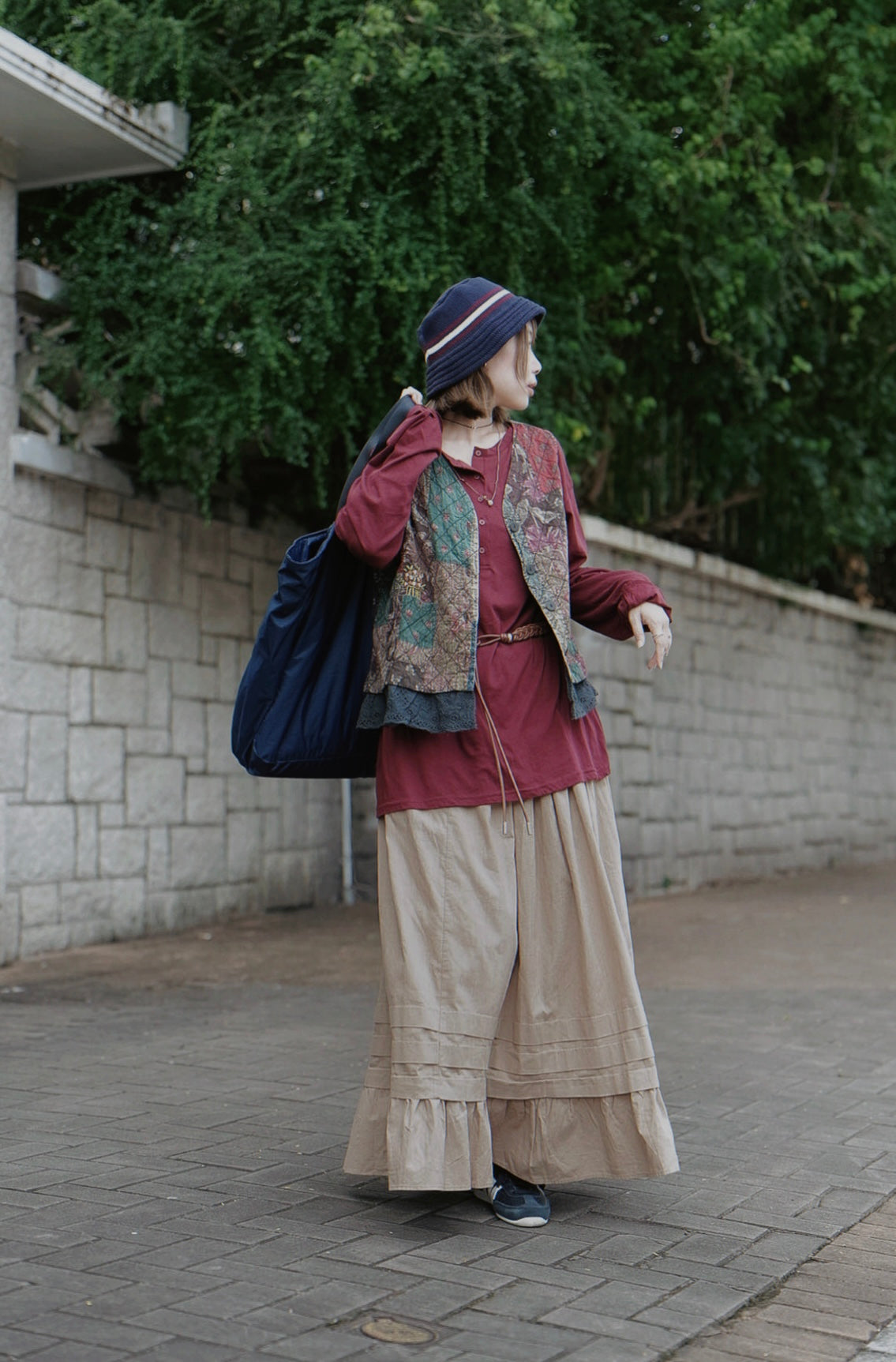 MB055 PATCHWORK DESIGN VEST (GREEN-MIX)