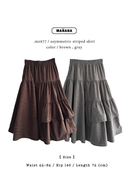 MZ977 ASYMMETRIC STRIPED SKIRT