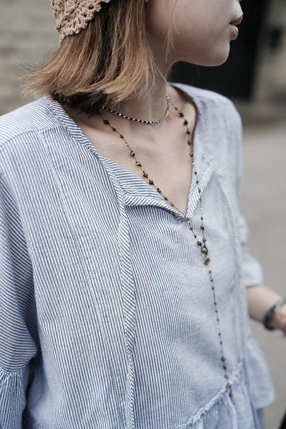 CB136 STRIPED RUFFLE BLOUSE