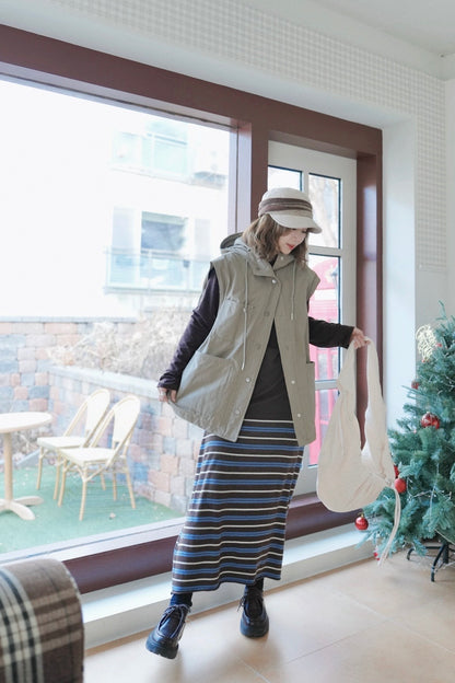 MZ927 STRIPED KNIT LONG SKIRT