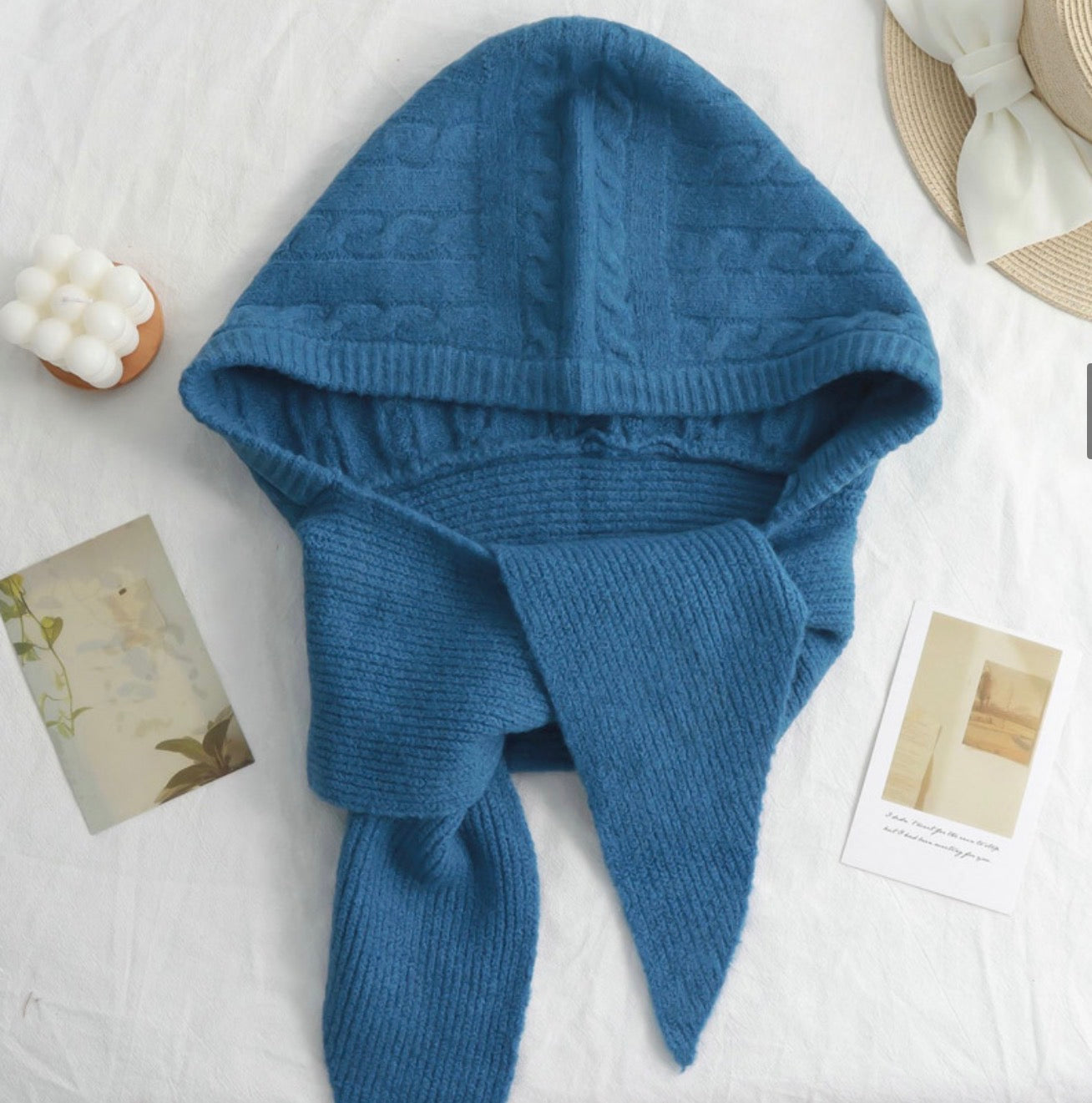 MZ921 CABLE HOODED SCARF