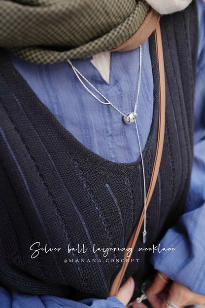 MZ964 SILVER BALL LAYERING NECKLACE