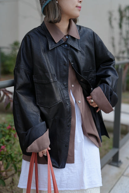 MZ857 OVERSIZED TENCEL SUEDE SHIRT