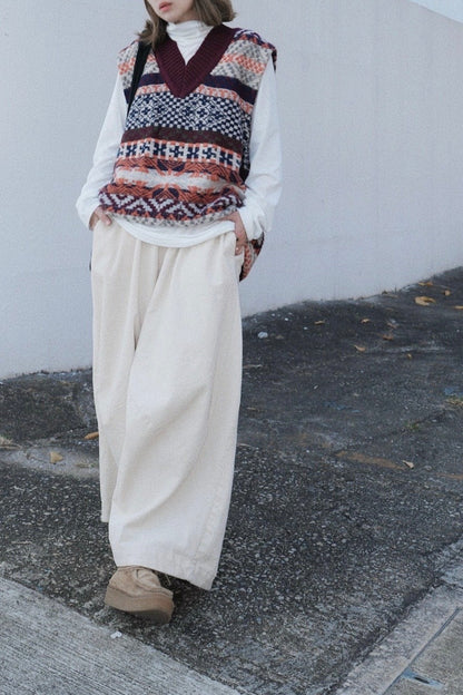 MZ917 WESTERN PATTERN WOOL VEST TOP